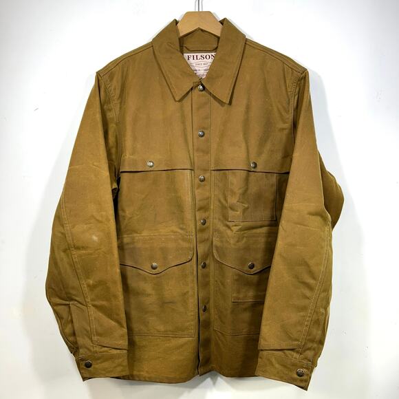 CC Filson Tin Cloth Cruiser Jacket Coat Mens Sz L Brown Made in USA - Picture 2 of 11